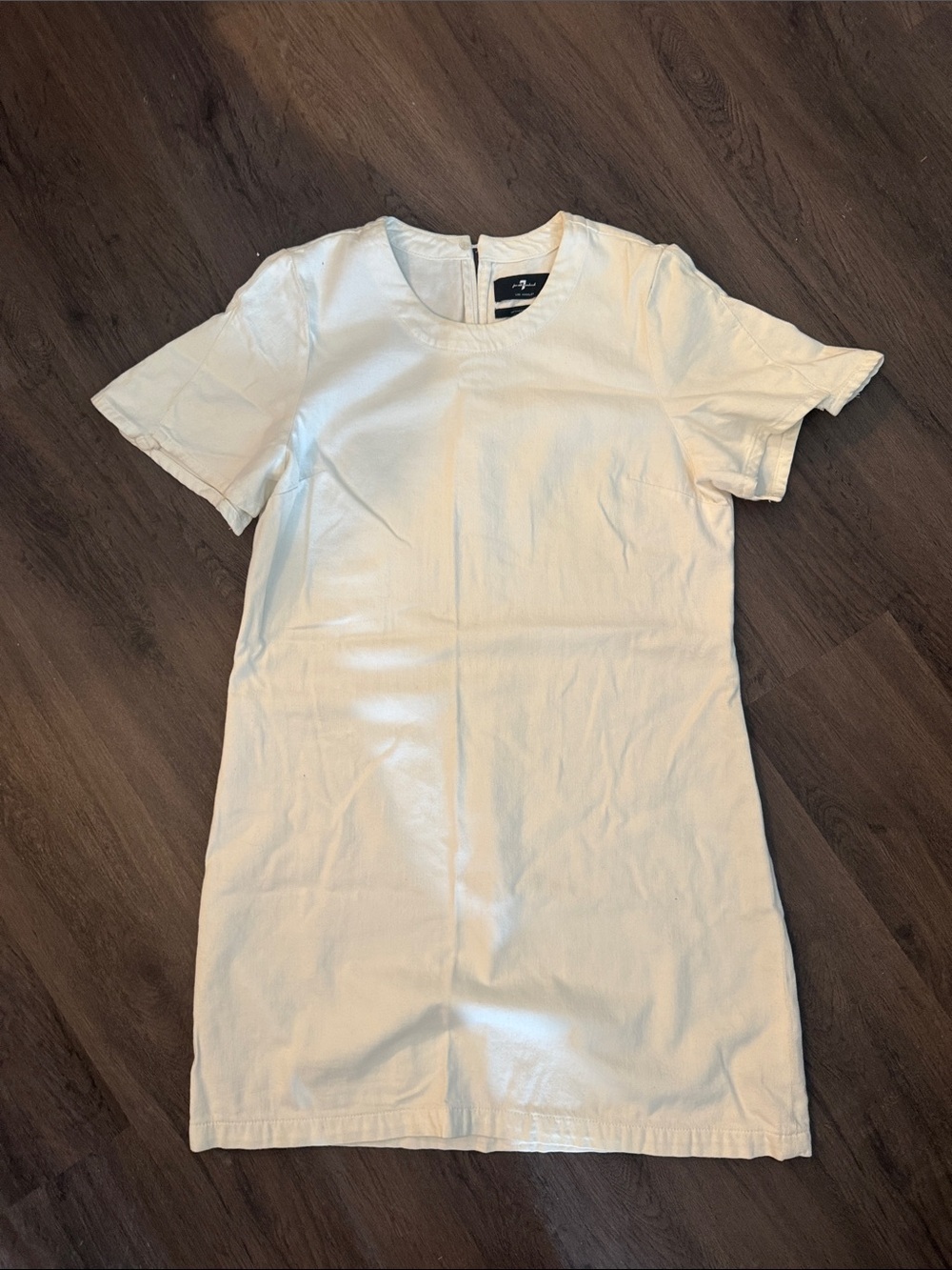 7 for all mankind white Short Sleeve Denim Shift Dress